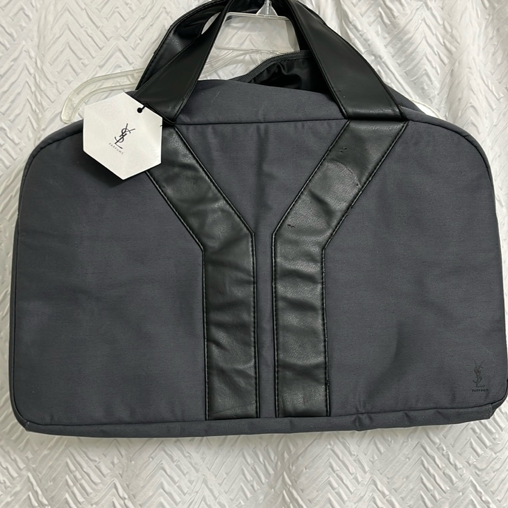 YSL Black‎ and Gray Weekend Duffel Bag